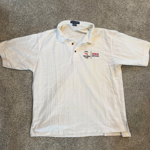 Vintage Swingster Sydney 2000 Olympics Xerox Polo Shirt Mens XL White USA Made
